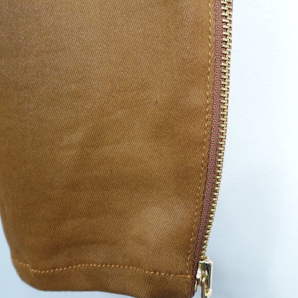 L'Agence Sabine Coated Canvas Waxed Dark Khaki Tan Brown Skinny Jeans - Picture 10 of 12